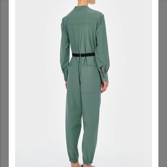 Tibi Green Double Layer Plain Weave Jumpsuit - Picture 3 of 6
